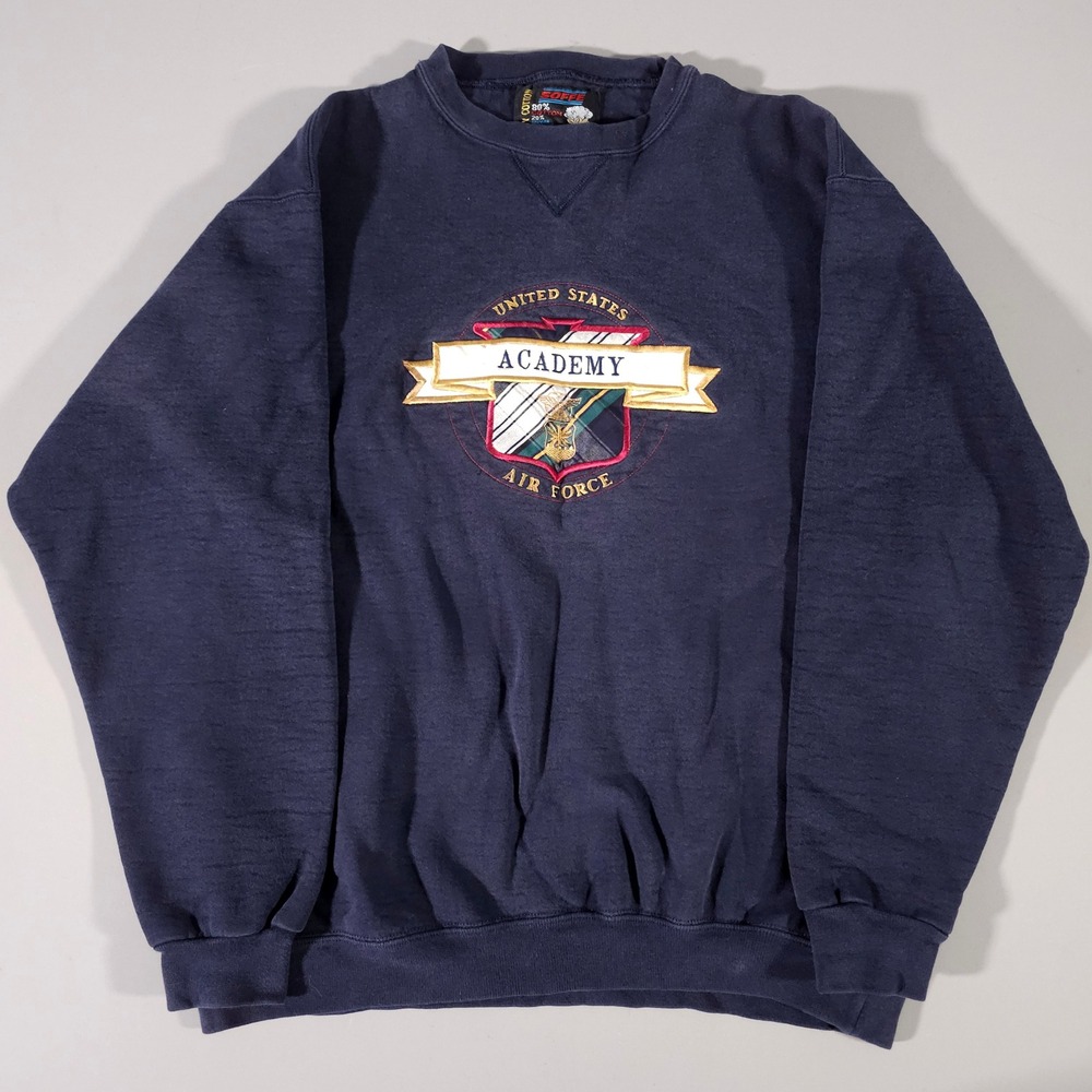 Soffe Sweatshirt Mens Large Navy US Air Force Academy Embroidered Crewneck